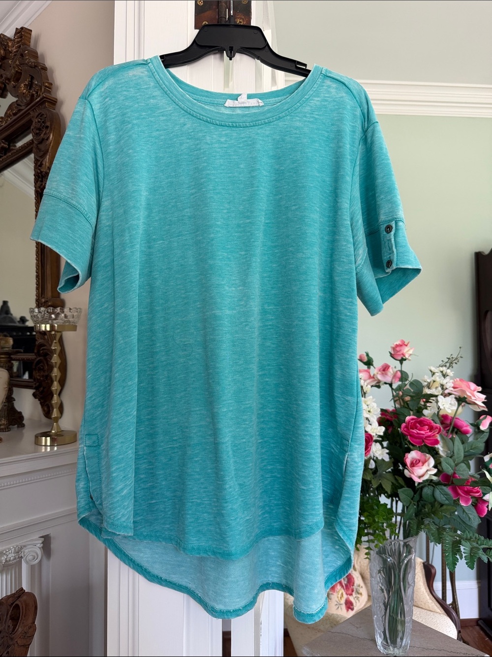 Jane Delancey Women’s Short Sleeve Teal Lightweight Tunic Top, size 1X